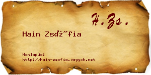 Hain Zsófia névjegykártya